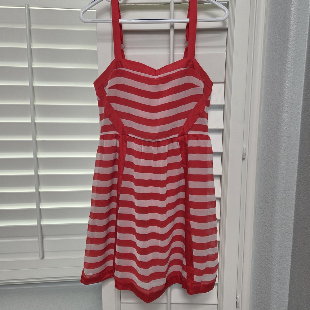 Esley Vibrant Red Striped Mini Dress Womens S Happy Fun‎ Spring